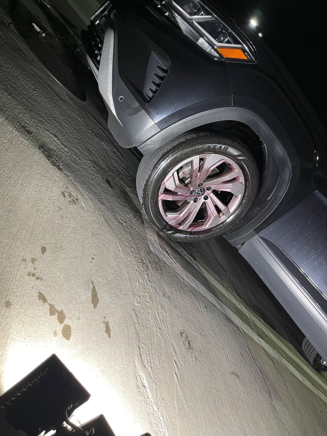Close-up wheel and tire shine after a mobile detailing appointment.